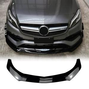 Mercedes Benz A Class W176 A200 A260 A45 AMG 2013-2018 Front Bumpers Lip 3pcs/set Glossy Black ABS