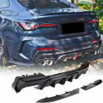G22 Carbon Fiber Rear Diffuser Compatible with BMW 4 Series G22 G23 430i M440i 2021-2026 Lower Bumper Lip Spoiler Body Kit(with Splitters and LED)