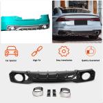 Audi S7 A7 Sline C8 2019-2022 Rear Bumper Diffuser Valance Lip with Exhaust Pipes Dry Carbon Fiber