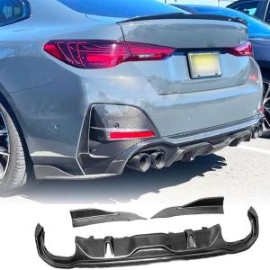 Carbon Fiber Rear Diffuser Compatible with BMW 4 Series G26 430i 440i 2020-2026 Gran Coupe Lower Rear Bumper Diffuser Lip Spoiler Body Kit Quad Muffler Twin Outlet
