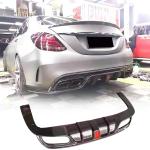 W205 Carbon Fiber Rear Diffuser Compatible with Mercedes Benz C Class W205 C300 C350 C400 C43 C63 AMG Sedan 2015-2021Under Bumper Chin Diffuser Lip Splitter with Light