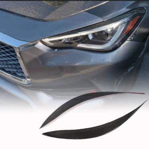 Infiniti Q60 Q60S 2017-2022 Front Headlight Eyebrows Lamp Eyelids Dry Carbon Fiber