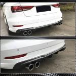 Audi S3 A3 8V Sline Sedan Facelift 2017-2020 Rear Bumper Diffuser Lip Carbon Fiber