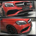 Mercedes Benz A Class W176 Sport A45 Facelift 2016-2018 Front Bumper Lip Carbon Fiber
