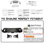 Carbon Fiber Rear Diffuser Compatible with Porsche Taycan Turbo S Sedan 4-Door 2019-2024 Auto Rear Lower Bumper Lip Spoiler Body Kit 3pcs
