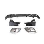 BMW X5 G05 Sport Utility 4-Door Rear Bumper Diffuser Lip W/ Exhaust Tips Tailpipe Glossy Black ABS