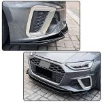S4 Gloss Black Front Bumper Lip for Audi A4 S4 B9.5 Sline 2020-2024 3PCS | Lower Chin Spoiler Splitter Air Dam Body Kit Trim Tape-On No modification