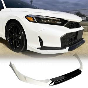Pearl White Black Front Lip for Honda Civic Sedan & Hatchback 2025 2026 ABS | Air Dam Chin Spoiler Diffuser Guard Protector Body Kits Trim