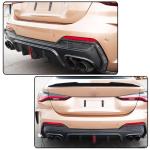 G22 Carbon Fiber Rear Diffuser Compatible with BMW 4 Series G22 G23 430i M440i 2021-2026 Lower Bumper Lip Spoiler Body Kit(with Splitters and LED)