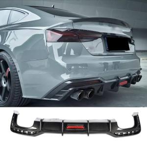 Audi A5 S5 Convertible 2-Door 2021+ Rear Bumper Diffuser with LED Carbon Fiber