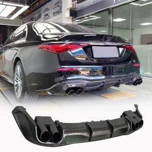 Mercedes Benz W223 S450 S500 S580 2021-2025 Carbon Fiber Rear Bumper Diffuser Lip W/exhaust Tip
