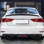 Audi A3 Sline S3 2013-2016 Rear Bumper Diffuser with LED Carbon Fiber