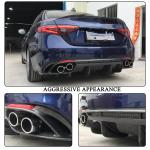 Carbon Fiber Rear Diffuser Compatible with Alfa Romeo Giulia Base Sedan 4-Door 2015-2021 Lower Bumper Lip Spoiler Body Kit with Exhaust Tips Tailpipe and Red Reflectors Factory Outlet
