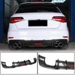 Audi S3 A3 Sline 8V.5 Hatchback Facelift 2017-2020 Rear Bumper Diffuser Carbon Fiber