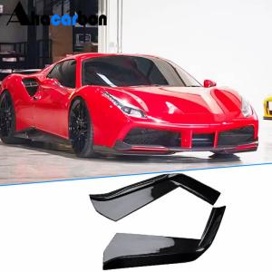 Ferrari 488 Convertible Coupe 2-Door 2015-2019 Front Bumper Splitters Dry Carbon Fiber