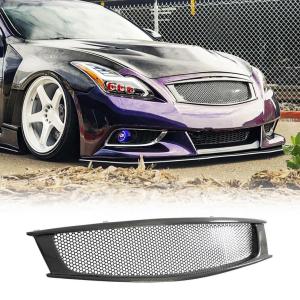 Carbon fiber Front Hood Grill Grille Cover Fits for Infiniti G37 2008-2013 Coupe 2Door Replacement Conversion Front Kidney Grille