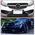 Carbon Fiber Front Bumper Lip Compatible witth Mercedes Benz E Class W212 S212 E63 E63S AMG Sedan 4-Door 2013-2016 Front Chin Spoiler Protector