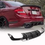 Mercedes Benz W204 C204 C300 Sport C63 AMG Facelift 2012-2015 Rear Bumper Diffuser Carbon Fiber