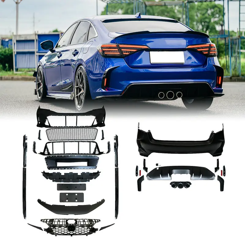 Honda Civic Gen 11 FE1 TR Type rear bumper (MIddle exhaust exit, for sedan)
