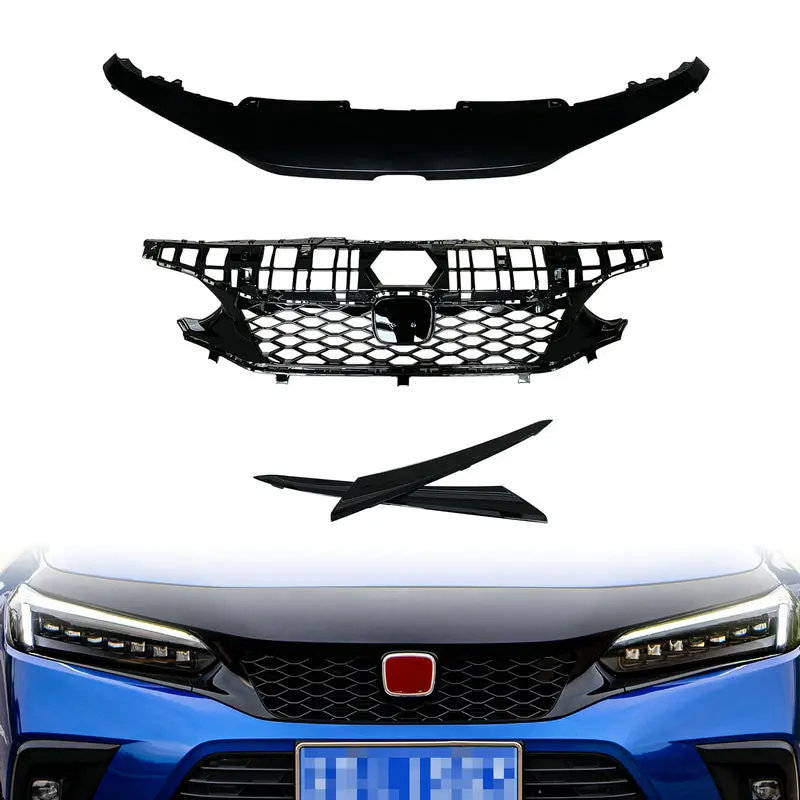 Honda Civic Gen 11 FE1 TR Type front grill (Gloss black, Sedan)